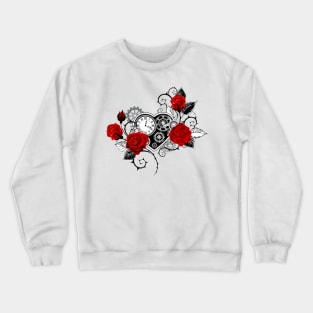 Mechanical Heart with Red Roses Crewneck Sweatshirt